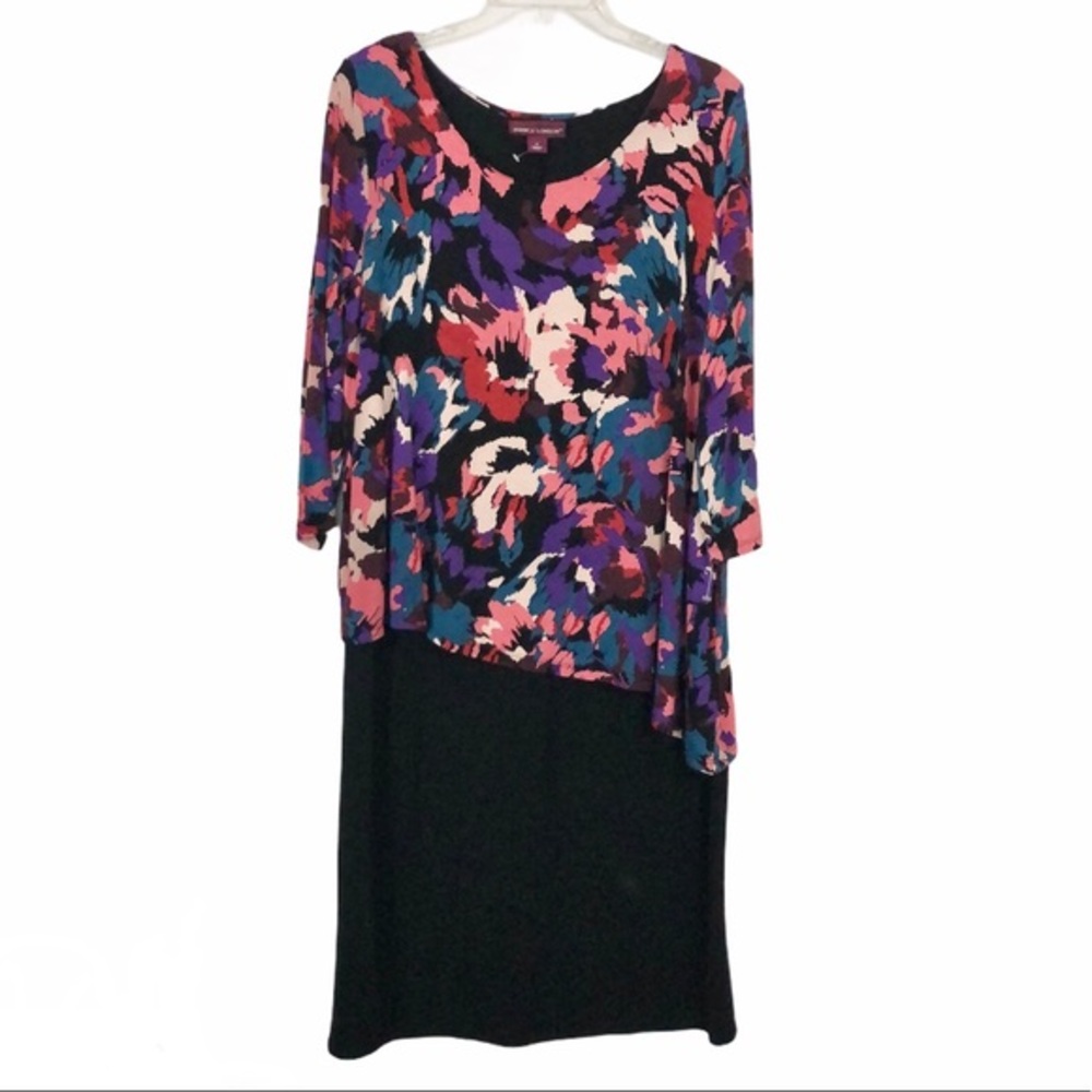 Jessica London Overlay 3/4 Sleeve Dress 12
